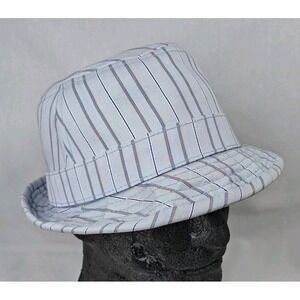 Goorin Bros Pin Striped Blue‎ Cotton Fedora OSFM (large) Men's Hat Cap